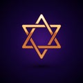 Gold Star of David icon isolated on black background. Jewish religion symbol. Symbol of Israel. Vector Royalty Free Stock Photo