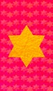 Gold Star of David red background. Vertical format for Smart phone.