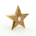 A gold star with a diamond center on a white background, a shining star with intricate design Royalty Free Stock Photo