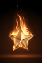 Gold star in fire flames