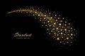 Gold star. Golden shooting stars. Trail falling star. Line stardust. Icon black silhouette starry cluster. Abstract bright sparks