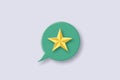 Gold star with green bubble on white background. Concept for success evaluation rank symbol .