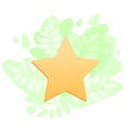 Gold star icon on greenery backdrop. Positive review, Online satisfaction, Evaluation system icon. Premium quality. 5