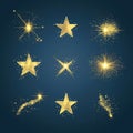 Gold Star Light Sparkles Set Royalty Free Stock Photo