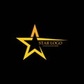 Gold Star Logo with Black Background. Royalty Free Stock Photo