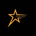 Gold Star Logo with Black Background. Royalty Free Stock Photo