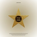 Gold Star logo. Golden shiny sign. Luxury badge