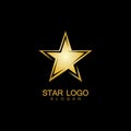 Gold Star Logo Vector in elegant Style with Black Background Royalty Free Stock Photo