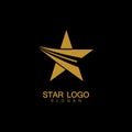 Gold Star Logo Vector in elegant Style with Black Background Royalty Free Stock Photo