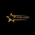 Gold Star Logo Vector in elegant Style with Black Background Royalty Free Stock Photo