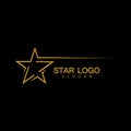 Gold Star Logo Vector in elegant Style with Black Background Royalty Free Stock Photo