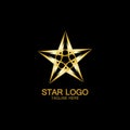 Gold Star Logo Vector in elegant Style with Black Background Royalty Free Stock Photo