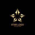 Gold Star Logo Vector in elegant Style with Black Background Royalty Free Stock Photo