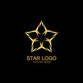 Gold Star Logo Vector in elegant Style with Black Background Royalty Free Stock Photo