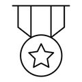 Gold star medal thin line icon. Award with the star illustration isolated on white. Badge outline style design, designed