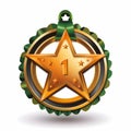 a gold star with the number one on a white background Royalty Free Stock Photo