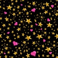 Gold Star Pink Hearts Pattern