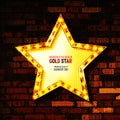 Gold star with retro style light bulbs Royalty Free Stock Photo