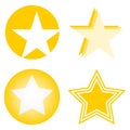Gold star, a set of gold stars. Cartoon gold star. Flat design Royalty Free Stock Photo