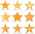 Gold star, a set of gold stars. Cartoon gold star. Flat design Royalty Free Stock Photo