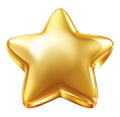 A gold star shaped balloon floats against a plain white background