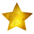 Gold Star. Shining Paint Stain Hand Drawn Illustration