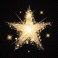 Gold Star stardust isolated on black background Royalty Free Stock Photo