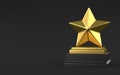 Gold star trophy isolated on black. 3d illustration 3D render Royalty Free Stock Photo