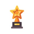Gold star trophy statuette. Cinema award flat icon
