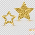 Gold star vector banner. Gold glitter. Template , card, vip, exclusive, certificate, gift luxury privilege voucher store present Royalty Free Stock Photo