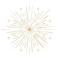 Gold Starburst Design with Rays of Light and Simple Circles on a White Background for Decorative Elements Royalty Free Stock Photo