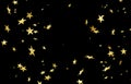 Gold stars on black background, falling stars, Golden rain, yellow, gold, foil, holiday, glitter