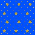 Gold Stars with Blue Repeat Pattern Background Royalty Free Stock Photo