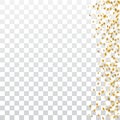 Gold stars falling confetti frame isolated on transparent background. Golden abstract pattern Christmas, New Year Royalty Free Stock Photo