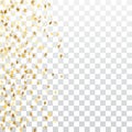 Gold stars falling confetti frame isolated on transparent background. Golden abstract pattern Christmas, New Year Royalty Free Stock Photo