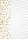 Gold stars falling confetti frame isolated on transparent background. Golden abstract pattern Christmas, New Year Royalty Free Stock Photo