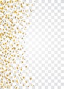 Gold stars falling confetti frame isolated on transparent background. Golden abstract pattern Christmas, New Year Royalty Free Stock Photo