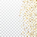 Gold stars falling confetti frame isolated on transparent background. Golden abstract pattern Christmas, New Year Royalty Free Stock Photo