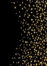 Gold stars falling confetti isolated on black background. Golden abstract random pattern Christmas card, New Year Royalty Free Stock Photo