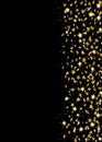 Gold stars falling confetti isolated on black background. Golden abstract random pattern Christmas card, New Year Royalty Free Stock Photo