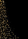 Gold stars falling confetti isolated on black background. Golden abstract random pattern Christmas card, New Year Royalty Free Stock Photo