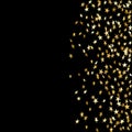 Gold stars falling confetti isolated on black background. Golden abstract random pattern Christmas card, New Year Royalty Free Stock Photo