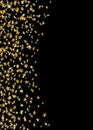 Gold stars falling confetti isolated on black background. Golden abstract random pattern Christmas card, New Year Royalty Free Stock Photo