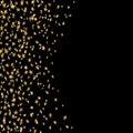 Gold stars falling confetti isolated on black background. Golden abstract random pattern Christmas card, New Year Royalty Free Stock Photo