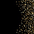 Gold stars falling confetti isolated on black background. Golden abstract random pattern Christmas card, New Year Royalty Free Stock Photo