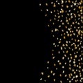 Gold stars falling confetti isolated on black background. Golden abstract random pattern Christmas card, New Year Royalty Free Stock Photo