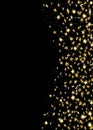 Gold stars falling confetti isolated on black background. Golden abstract random pattern Christmas card, New Year Royalty Free Stock Photo