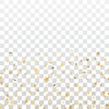 Gold stars falling confetti isolated on white transparent background. Golden abstract pattern Christmas card, New Year Royalty Free Stock Photo