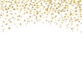 Gold stars falling confetti on white background. Golden abstract rain confetti. Decoration sparkle explosion