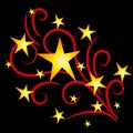 Gold Stars Fireworks on Black Royalty Free Stock Photo